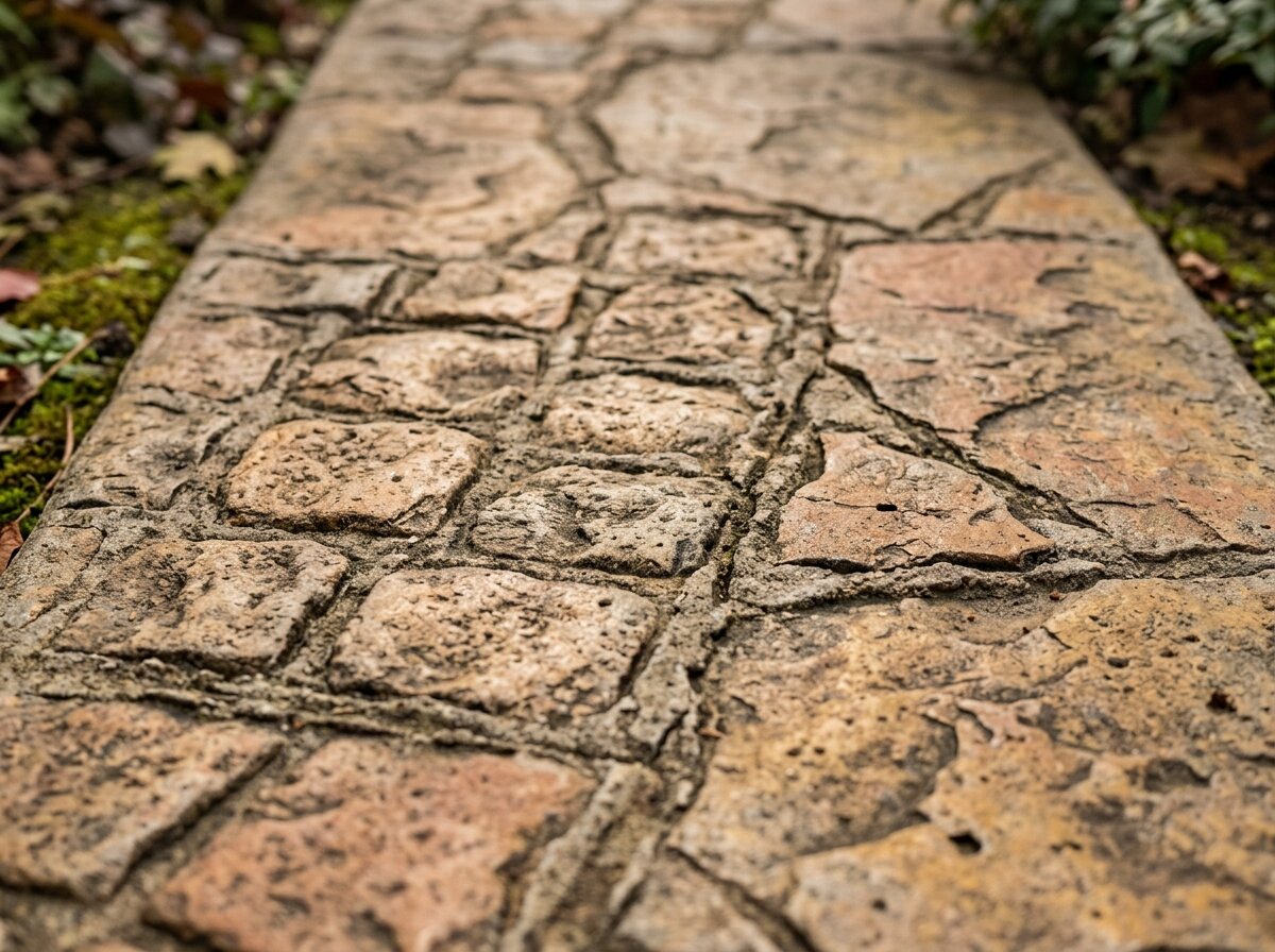 Detalle táctil de textura y pigmentación mineral en hormigón impreso